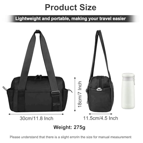 Flintronic Mini Gym Bag for Women, 30 * 18 * 11.5CM Portable Duffle Bag with Adjustable Straps, Waterproof Travel Duffle Bag with Wet Compartment, Small Gym Bag for Gym Outdoor Activities(Black) — view 2