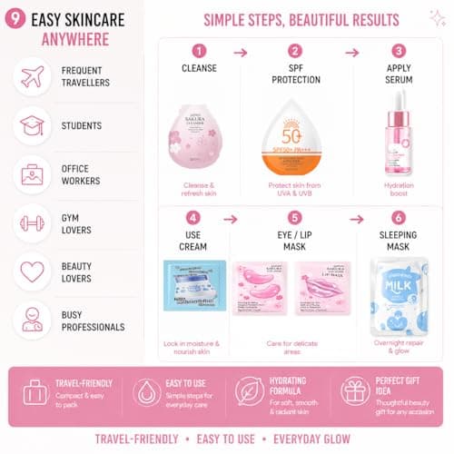 33PCS Travel Skincare Set – Beauty Travel Kit with SPF50 Sunscreen, Facial Masks, Serums, Sleeping Masks, Eye Masks & Lip Masks – Portable Hydrating Skincare Set for Travel & Holidays — view 5
