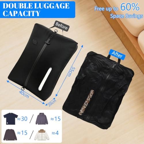 Vacuum bags for Clothes and Travel, 44L Reusable TPU Vacuum Storage Bags with Airtight Seal, IP67 Waterproof Nylon Organizer Vacuum Travel Space Saver Bags for Suitcases and Backpacks — view 2