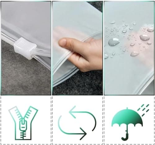25Pcs Reusable Ziplock Bags,Travel Clothes Storage Bags,5 Multiple Size, Reusable Plastic Frosted Packing Storage Bags for Clothes Shoe, Luggage Organiser Pouche — view 3