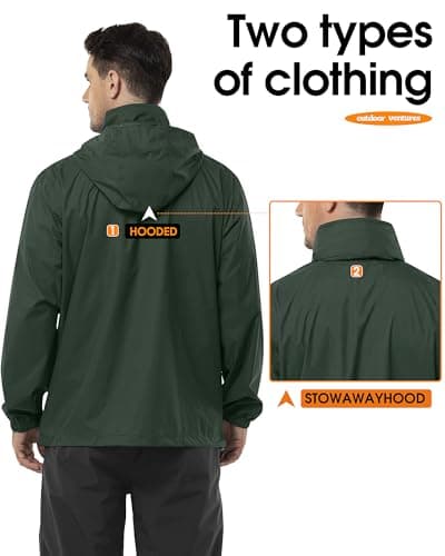 Outdoor Ventures Men's Waterproof Jackets Lightweight Windproof Raincoat — view 3