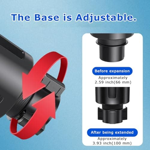 Car Cup Holder Expander, Universal Cup Holder Adapter with Expandable Insert for Large Bottles and Mugs, Fits 0.4–1.2 L Containers, 3.2–4.1 in Diameter — view 4