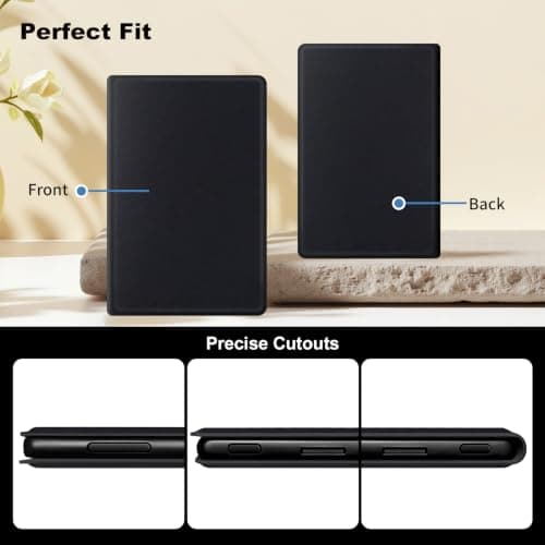 LaoShuSheng Magnetic Case for Xteink X3, Ultra-Lightweight Premium PU Leather Protective Cover with Magnetic Closure for Xteink X3 E-Reader (Rock Black) — view 5