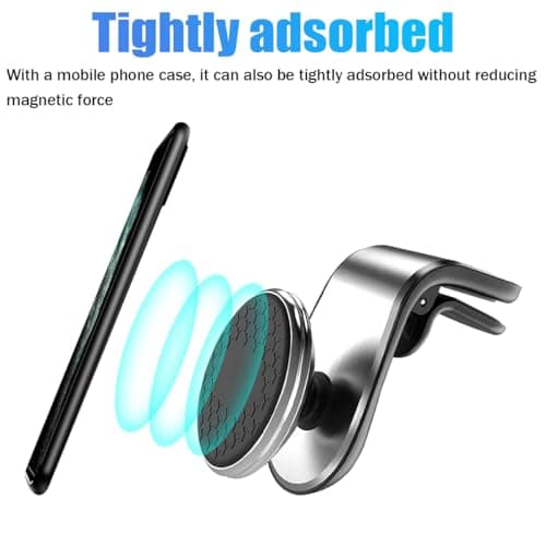 JNNJ Car Mobile Phone Holder, Universal Magnetic Phone Holder Mount, 360° Rotation Air Vent Clip Mount, For Car Mobile Phones(Silver) — view 6