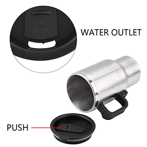Akozon Electric Mug, 12V 450ml Stainless Steel Travel Heated Cup with Cigarette Lighter Cable — view 3