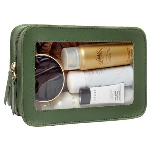 Clear Makeup Bag Small, TSA Approved Portable Toiletry Bag with Zipper Cosmetic Travel Bag Makeup Organizer Case Mini Makeup Pouch for Purse Car Organizer Bag for Women Men, Green, Clear Tsa Makeup — view 6