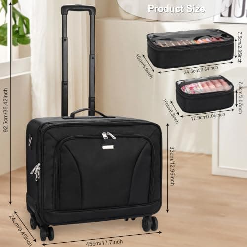 Relavel Rolling Makeup Train Case with Universal Wheels — view 4