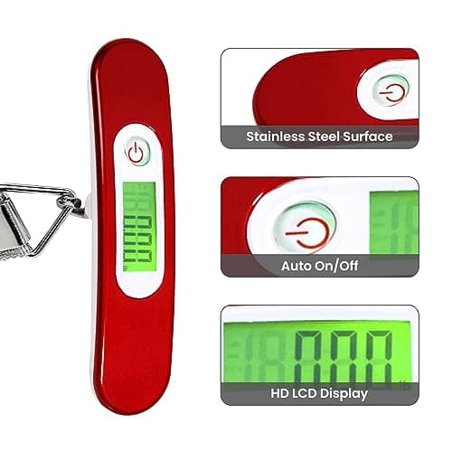 ASAB Digital Luggage Scale for Suitcase Electronic Weighing Scale Ergonomic Grip 50KG Capacity Hanging Travel Luggage Weight Scale Backlit LCD Display Tare Function Overload Indicator 4 Weight Units — view 2