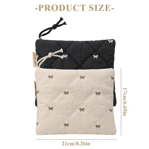 Solvio 2PCS Small Makeup Bag for Handbag, Cute Mini Cosmetic Pouch with Bowknot Design, Portable Travel Toiletry Organizer for Women Girls Daily Essentials — view 6