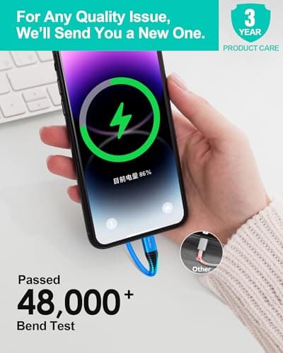 Short USB C Cable[0.3M 3Pack] Flexible Silicone, 3A Type-C Charger Cable — view 6