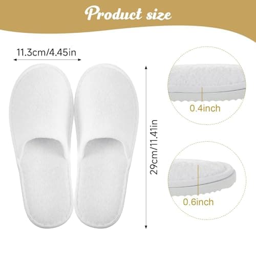 DNSHAN 10 Pairs of Hotel Slippers, Non-Disposable Deluxe Closed Toe Spa Slippers, Washable and Foldable Winter Slippers for Spa, Party Guest and Travel (White) — view 3