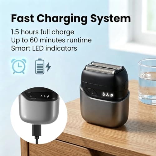 Electric Foil Shaver for Men, Dual Floating Travel Razor for Close Shaving — view 6