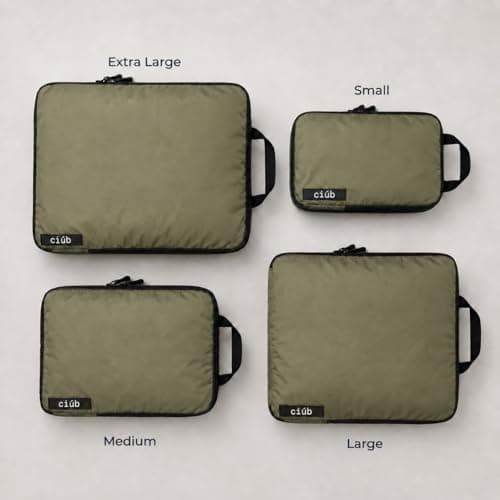 ciúb Compression Packing Cubes 4 Set Premium Double Zip, Fit 40% More in Your Luggage, Carry-On & Backpack, Lightweight Water Resistant Travel Accessories, Compressible Suitcase Organiser Bags (Khaki) — view 2