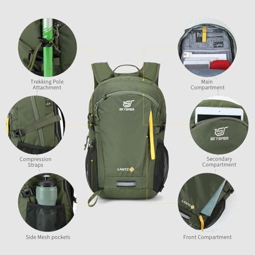 SKYSPER Small Hiking Backpack, 30L Lightweight Travel Backpacks Hiking Daypack Rucksack Women Men for Trekking Backpacking Outdoor Sports — view 5
