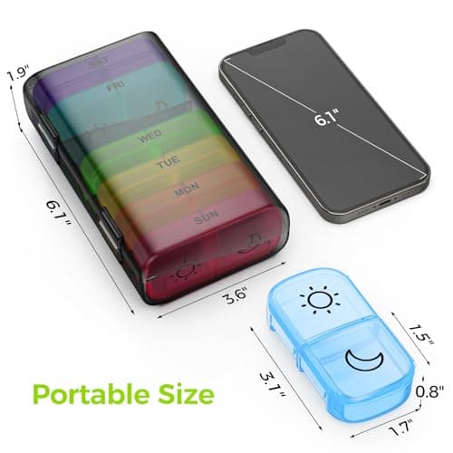 AUVON Pill Organiser, Pill Boxes 7 Day 2 Times a Day with One-Side Opening — view 4