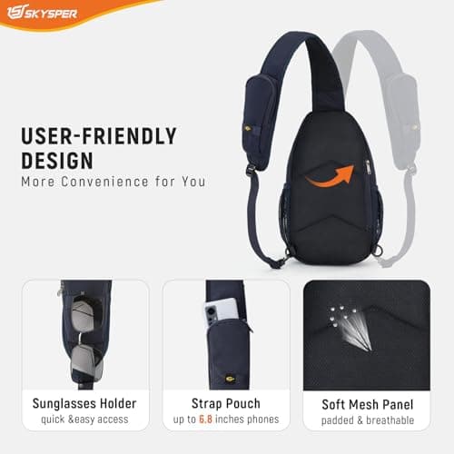 SKYSPER Sling Bag RFID Cross Body Bag Recycled Crossbody Backpack Travel Daypack(Blue) — view 6