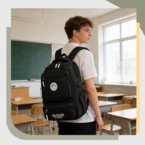 GRUOTEIS Boys Backpack for School, Kids School Bag for Boys, Multi-Pocket and Luggage Strap Compatible, 23L, S045-Blue — view 2