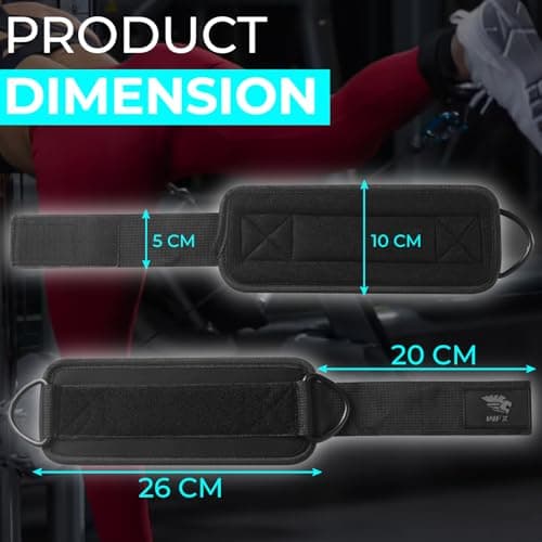 Ankle Straps for Cable Machines Gym Wrist Cuff Double Stainless Steel Weight Lifting D-Ring Booty Leg Resistance Bands Attachment Powerlift Women Men Home Fitness Workout Curl Kickback (Black Pair) — view 4