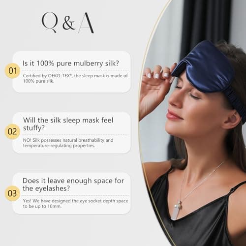 ZIMASILK Adjustable 22MM 100% Mulberry Silk Sleep Mask, 3D Contoured Cup Eye Mask for Sleeping, Contoured Zero Pressure, Perfect Blocks Light, Super Soft Breathable, Pure Silk Filler (Black) — view 6