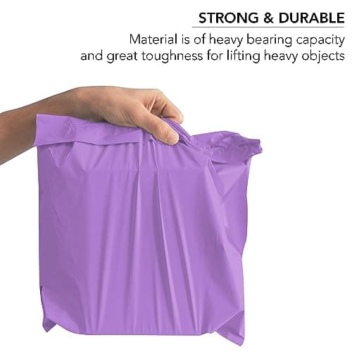 iSOUL Poly Mailer Bags 12x16 Self-Seal, Shipping Envelopes Strong, Waterproof, Tamper-Proof Polythene Packaging for Clothes, Bedding & Parcel Bag Shipping Post Bag Envelopes 50 Pack Purple — view 3
