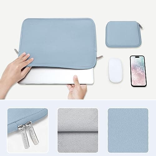 MOSISO 13.3 inch Laptop Case Neoprene Sleeve with Small Bag,Airy Blue — view 4