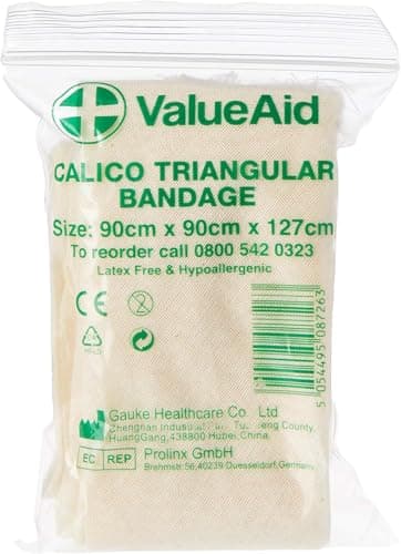 Value Aid Calico Triangular Bandage - Single, White — view 2