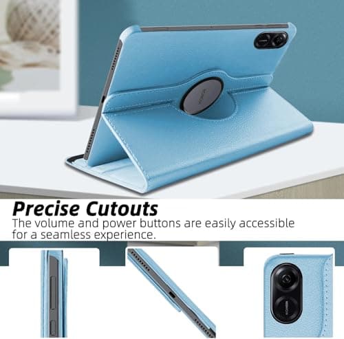 360 Rotation Case for Honor Pad X8a 2024, PU Leather Protective Cover with Rotating Stand & Auto Sleep/Wake (Sky Blue) — view 3
