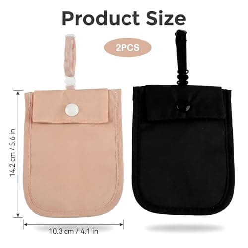 Gaomumu 2PCS Hidden Bra Wallet Pouches, Adjustable Elastic Anti-Theft Undercover Pouch, Waterproof Reusable Nylon Stash Pocket, Discreet Storage Wallet for Travel Commuting Shopping(Pink,Black) — view 2