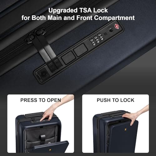 LEVEL8 Carry-on Suitcase 20 Inch with Laptop Compartment, Travel Luggage Hardshell with USB Charging Port, Cabin Size Lightweight with 8 Spinner Wheels,TSA(57cm,38L, Royal Blue) — view 4
