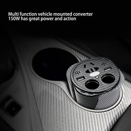 150W Car Power Converter with Voice Controlled LED Colorful Atmosphere Light USB Charging Converter Aluminium Alloy Cup Shaped — view 6