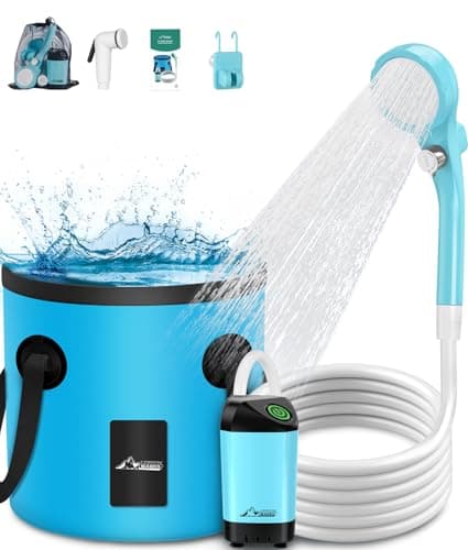 WADEO Portable Camping Shower, [20L Collapsible Bucket] [3000mAh] Rechargeable Battery Shower Pump, Outdoor Shower Kit for Beach, Pet, Travel, Car