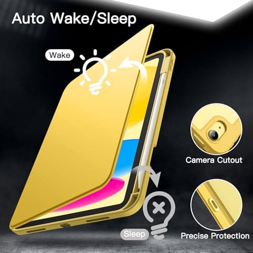 JETech 360° Rotating Case for iPad (A16) 11th/10th Gen, Yellow — view 6