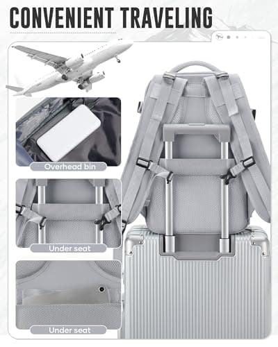 WEPOET Vacuum Backpack Travel with Pump for Man Women, Travel Carry on Backpack Flight Approved, Ryanair Cabin Bags 40x30x20, Waterproof Laptop Backpacks Casual Daypack, Gray — view 6