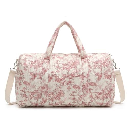 GSenhui Quilted Duffle Bag for Women Cute Baby Hospital Bag Floral Duffel Bags (Pink Floral-2)