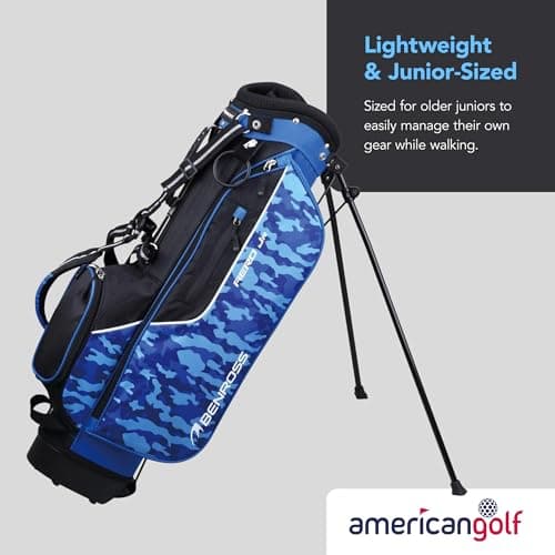 Benross Junior Aero Golf Stand Bag Age 9‑12 – Lightweight Kids Golf Bag with Stand, 4‑Way Divider, Dual Padded Straps & Rain Hood – Blue — view 2