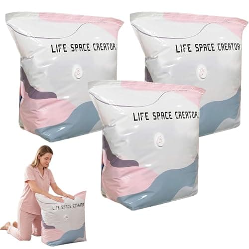 Vacuum Storage Bags, Vacuum Pack Bags for Clothes, No Pump Needed Space Saver Bags for Duvets, Bedding and Blankets, Reusable Compression Storage Bags for Home Organisation (70x50x30cm, 3PCS)