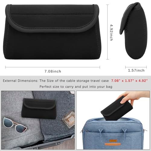 DOB SECHS Travel Cable Organiser Bag, Storage Pouch Bag for Electronic Accessories, Gadget Bag for Cables, Power Bank, Mouse, Charger, Hard Disk, Essentials for Men Women (Black) — view 2