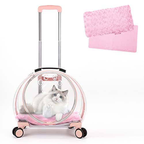 Transparent & Fully Breathable cat Carrier with Rolling Wheels