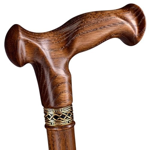 Asterom Walking Cane for Men & Women - Ergonomic, Handmade - Cool Walking Stick for Seniors, Stylish Wooden Canes (Caramel, 36 Inches) — view 2