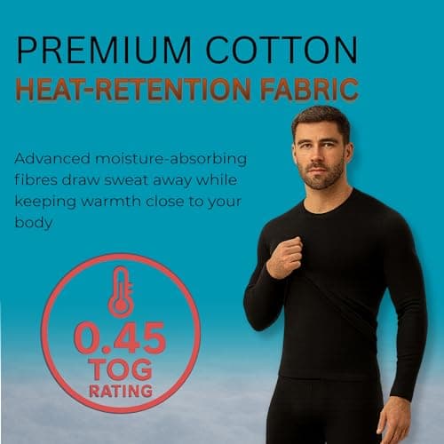 Deck and Beach Mens 4 Pack Thermal Tops Long Sleeve or Short Sleeve 0.40 TOG Warm Soft Touch Base Layer Undershirts for Winter (White, Medium) — view 3