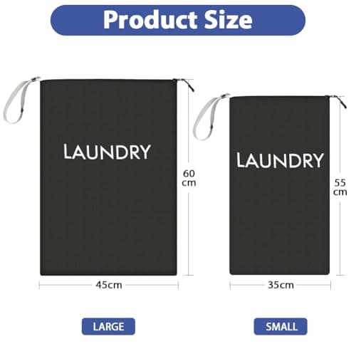 AOOTE Waterproof Travel Laundry Bag, 2 Pack Dirty Clothes Organizer with Zipper, 2 Sizes Foldable Dirty Clothes Storage Bag, Wet Bags for Travel, Swimming, Gym, Beach, Pool, Workout, Yoga, Black — view 2