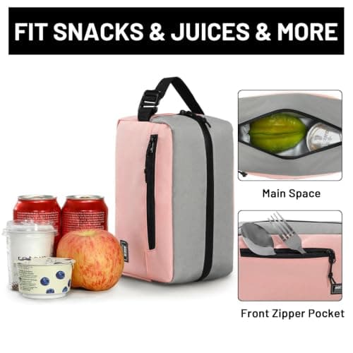 MIER Freezable Lunch Bag for Kids with Bulit-in Ice Packs, Pink/Grey, 3L — view 5