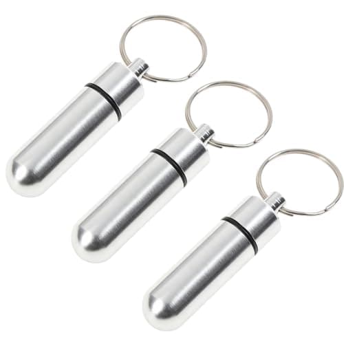 3 Pcs Silver Waterproof Aluminium Alloy Pill Box Keychain Small Pill Case