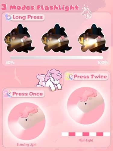 CoolGift Mart Kids Silicone Torch Pink Unicorn Girls Flashlight — view 4