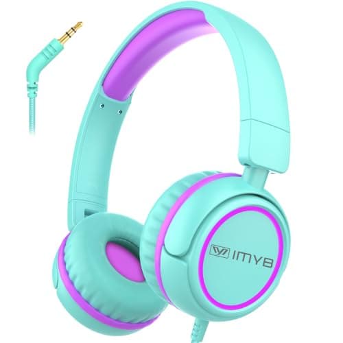 IMYB V1 Kids Headphones, Wired Stereo Foldable Tangle-Free 3.5mm Adjustable On-Ear Headphones for Kids for School/Toddlers/Childrens/Teens/Boys/Girls/Ipad/Tablet/Kindle/Phones/Travel/Plane (Green)