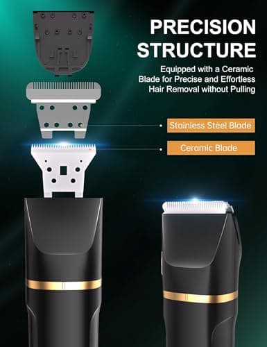 Body Trimmer Men 3 in 1, Pubic & Ball Trimmer Man IPX7 Waterproof, Rechargeable Body Shavers for Men with 2 Combs, Painless Nose Hairs Trimmer for Man,Wet & Dry — view 5