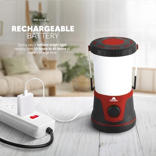 Voyager LED Camping Lantern 1 Pack – Portable Rechargeable Outdoor Light with Adjustable Brightness, Water-Resistant & Up to 40 Hours Battery – Great for Camping, Hiking & Emergencies (Maroon) — view 4