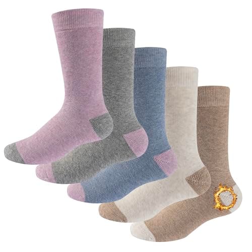 The Essentials Wardrobe 5PK Ladies Thermal Socks - UK 4-8/EU 37-42- Assorted