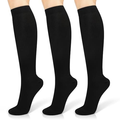 3 Pairs Compression Socks 15-20 mmhg for Men & Women, Support Socks Compression Stockings for Running, Swelling, Nurse, Flight, Nurses,Edema