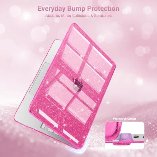MOSISO Compatible with MacBook Neo Glitter Case 2026 13 inch, Bright Rose — view 2